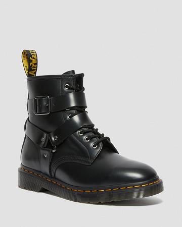 Botas con Cordones Dr Martens Cristofor Cuero Harness Hombre Negros | MX 269RVD